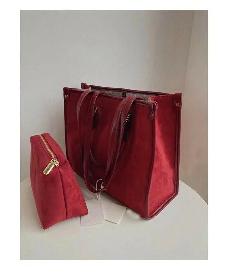Women’s Velvet Large Capacity Tote