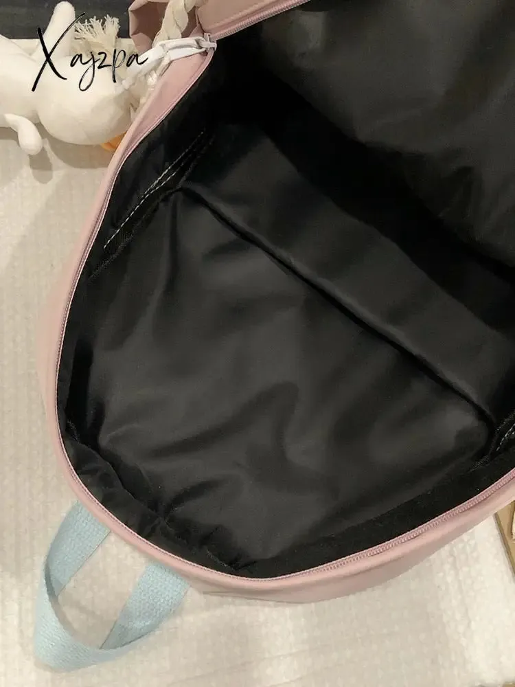 Xajzpa - Women Backpack Nylon Waterproof Schoolbag For Teenage College Style Pure Color Girls Backpack Bookbag Cute Casual Travel